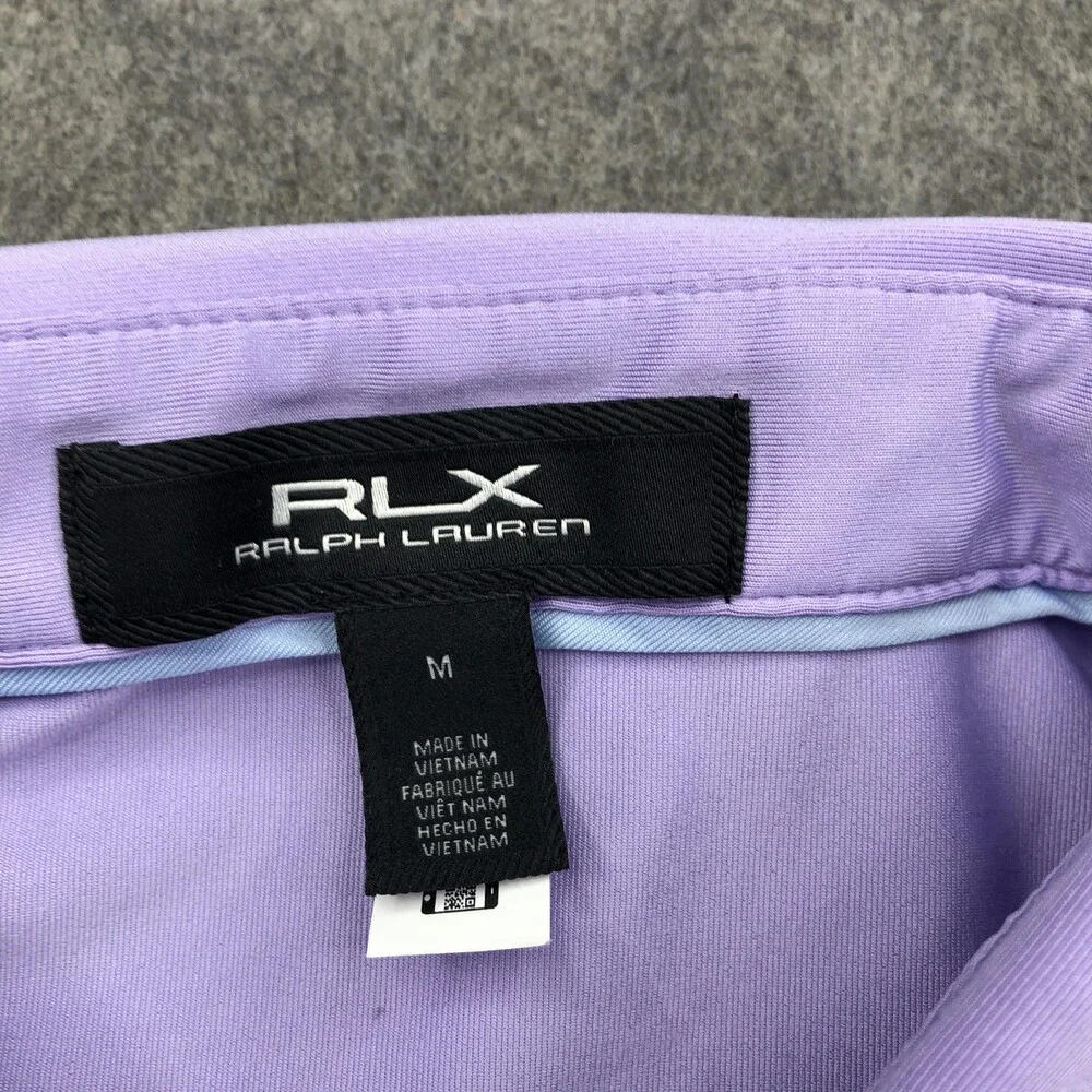 RLX Ralph Lauren Polo Shirt Mens Medium Purple Solid Golf Performance Knit